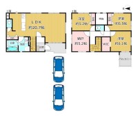 GNスタイル ★２号棟３ＳＬＤＫ
★約２０帖の広々ＬＤＫ！
★カースペース２台可能♪（車種による）
