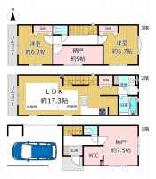 GNスタイル ★２号棟
★谷町線「長原」駅まで徒歩５分の駅近新築戸建２ＳＬＤＫ！
★寒い冬の味方！ＬＤ部分には床暖房の設備あり♪