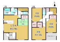 GNスタイル ★木造２階建て３ＬＤＫ！
★約１７帖のＬＤＫと全居室６帖以上あり♪
★カースペース２台可能♪（車種による）